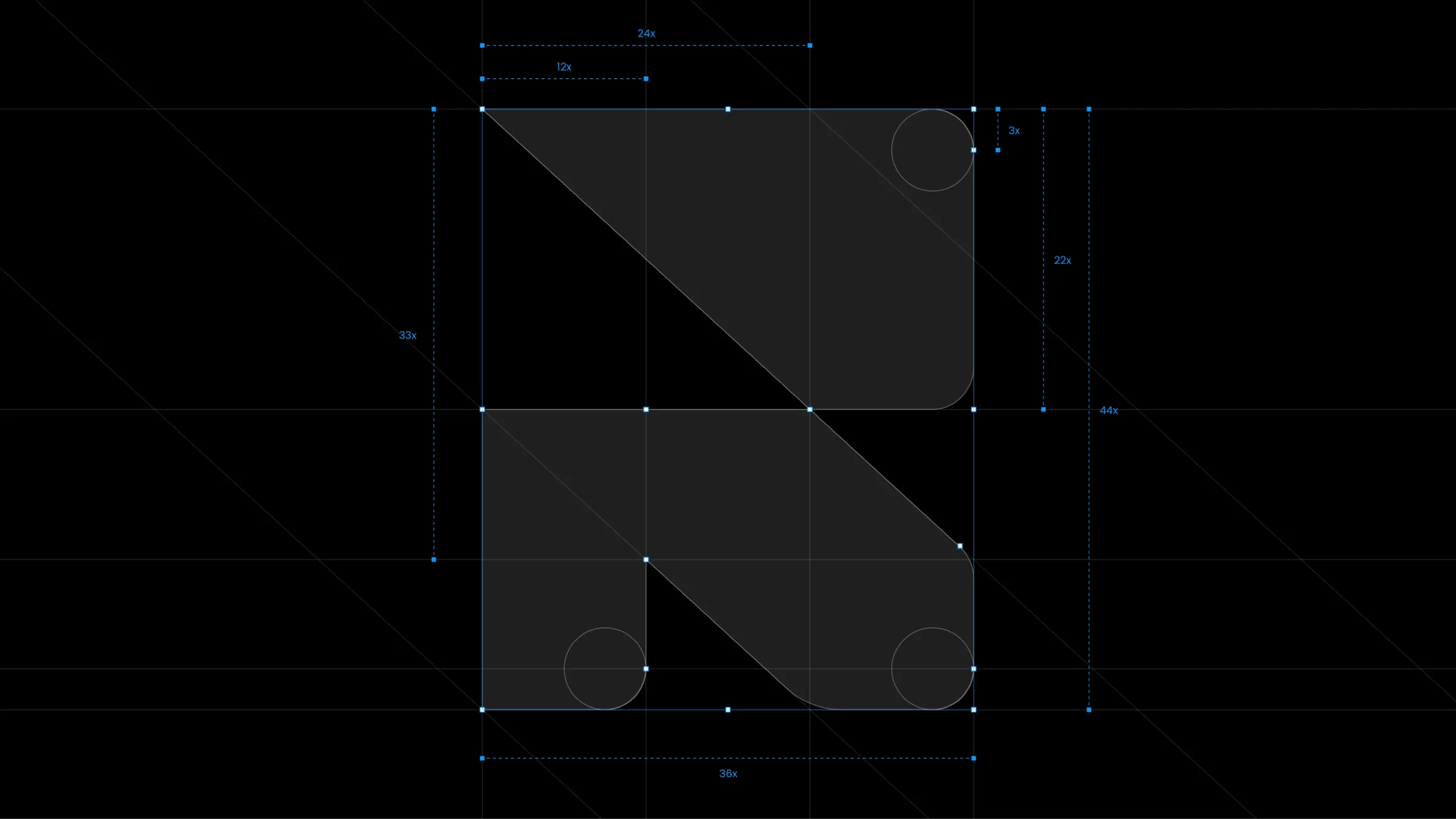 ReplaceWEB Logomark-Konstruktionsraster mit Proportionsangaben